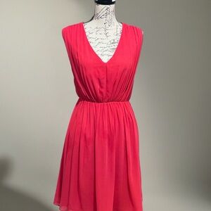 5/48 Saks Coral Chiffon Midi Dress Sz S NWT